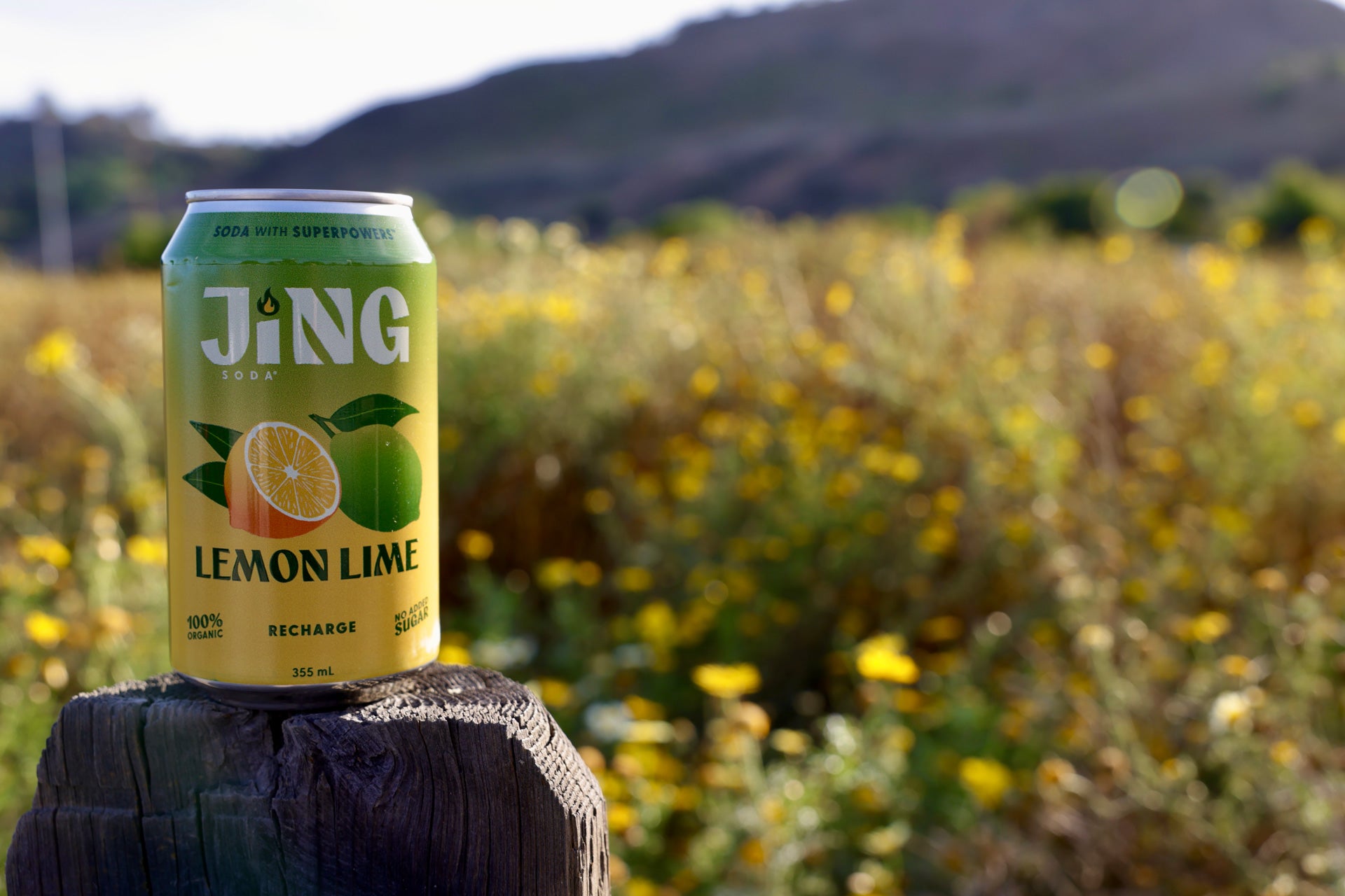 JING Lemon Lime soda can on a white background