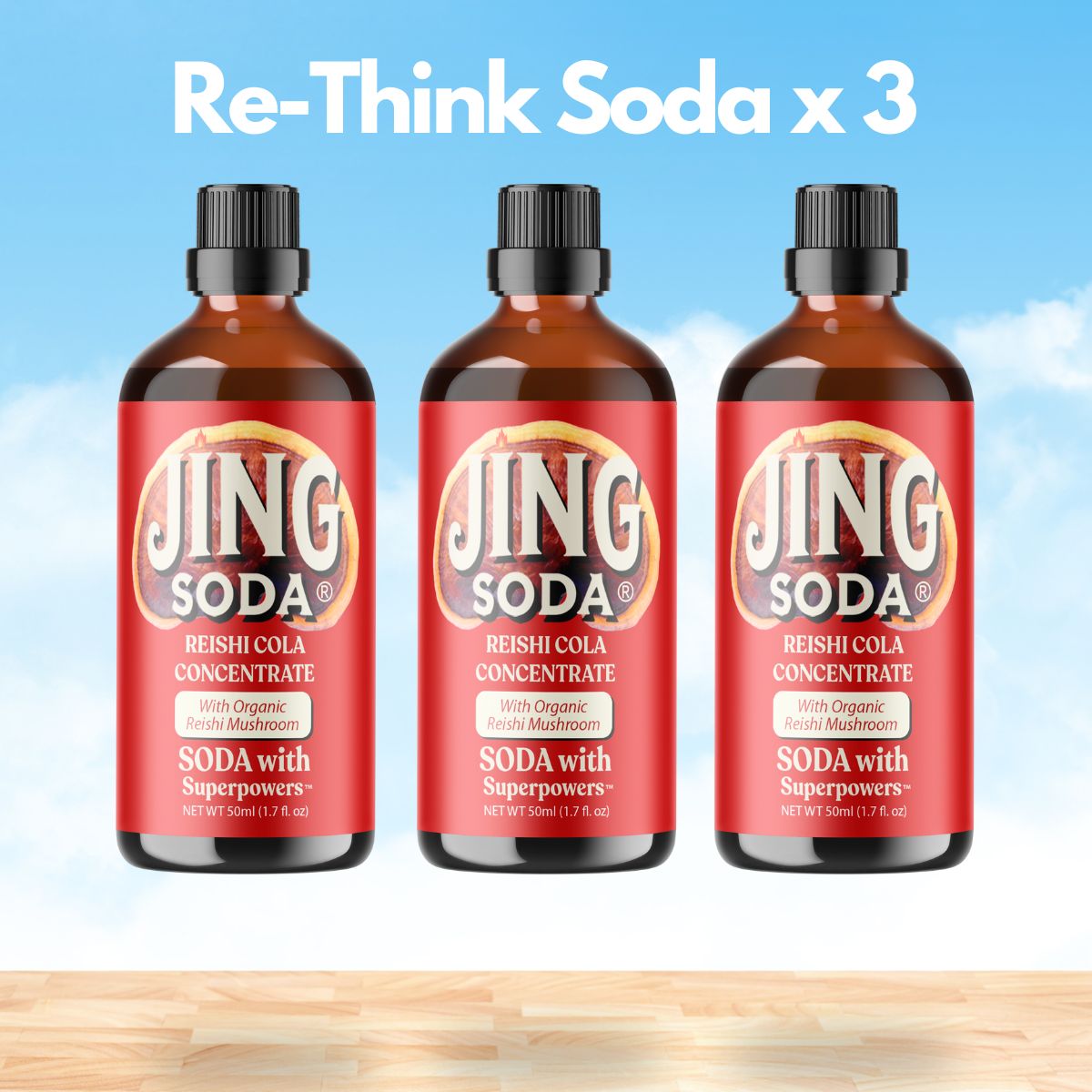 Jing Soda, Reishi Cola, 50mL (3 Pack)