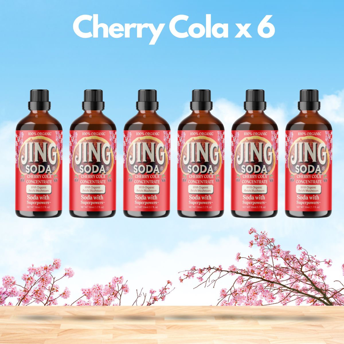 Jing Soda, Organic Cherry Cola, 50ml (6 Pack)